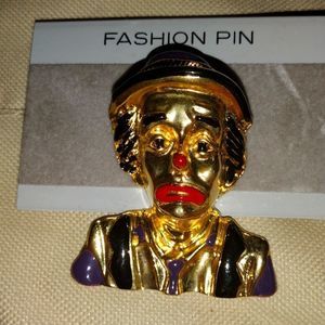 sad clown fashion pin